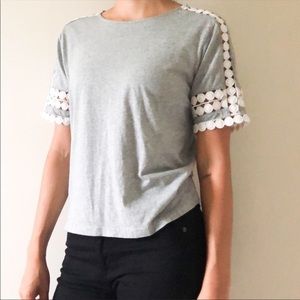 J. Crew Heather Grey Embriodered Tee